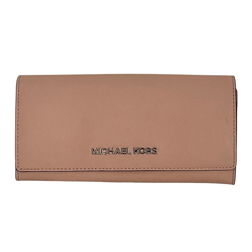 Michael kors jet set travel  leather wallet nude pink